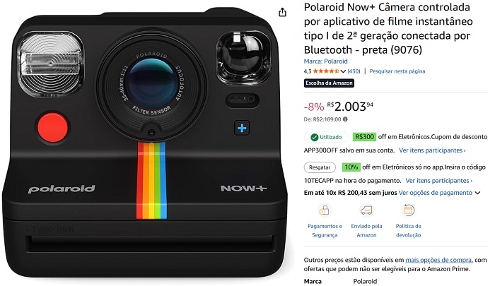 Polaroid Now+ 2ª geração com cupom de R$300: câmera nostálgica cai para preço raro hoje 1 1 14