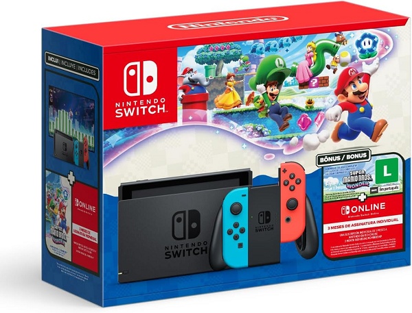 Nintendo Switch com Super Mario Bros. Wonder + 3 meses de assinatura com R$400 de desconto 1 1 32