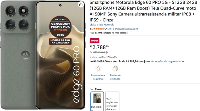Motorola Edge 60 Pro de 512GB despenca 20% e vira “achado” inesperado entre os tops da Amazon 1 1 47