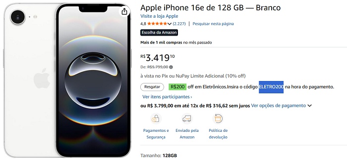 iPhone 16e cai para R$ 3.219 com cupom e vira porta de entrada da Apple 1 1 47