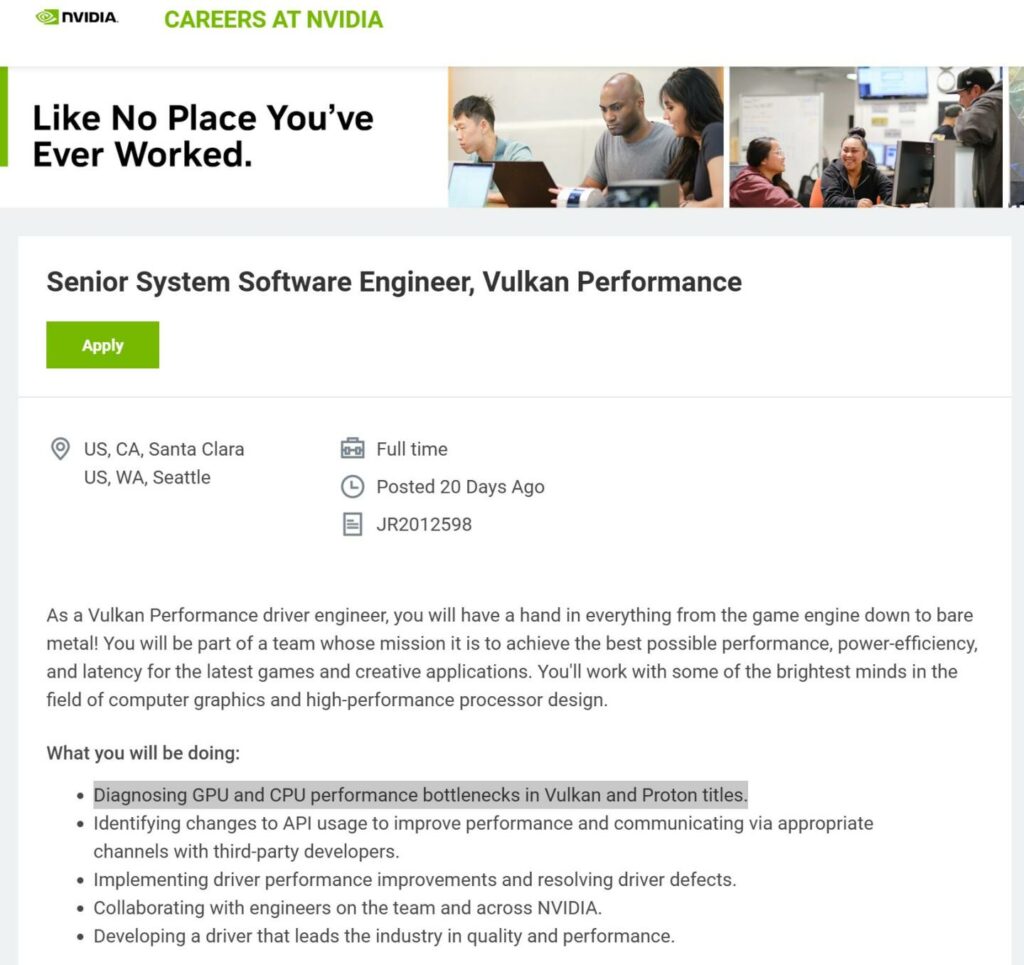 NVIDIA recruta engenheiros para otimizar jogos no Linux via Proton e Vulkan