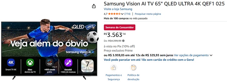 TV Samsung Vision AI de 65 polegadas por R$ 3.563: sua chance de ter um verdadeiro cinema em casa! 1 1 21