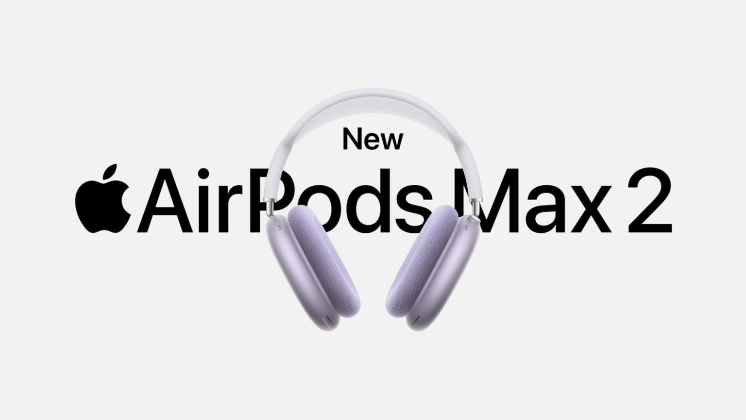 Fone over-ear AirPods Max 2 da Apple na cor lilás, com a logo da Apple e o texto "New AirPods Max 2" em fundo branco