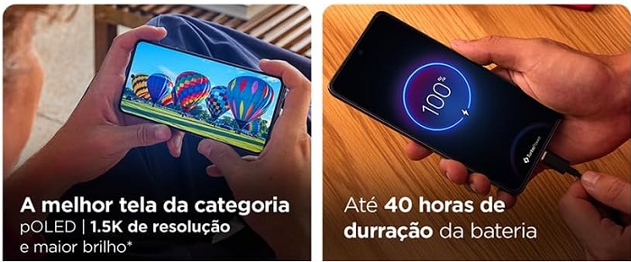 Moto g86 5G com 36% de desconto oferece 256GB, 24GB de RAM, câmera Sony, tela pOLED 1.5K e resistência militar 4 2 3