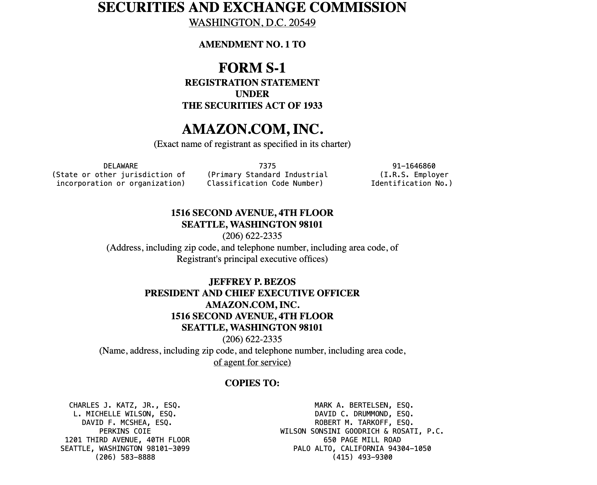 US$ 243 mil: Pais de Jeff Bezos apostaram economia da família em 1995 para ajudar fundar a Amazon 2 Screenshot 2026 06 08 at 12 50 55 AMAZON COM INC Form S 1 A Received 04 21 1997 00 00 00