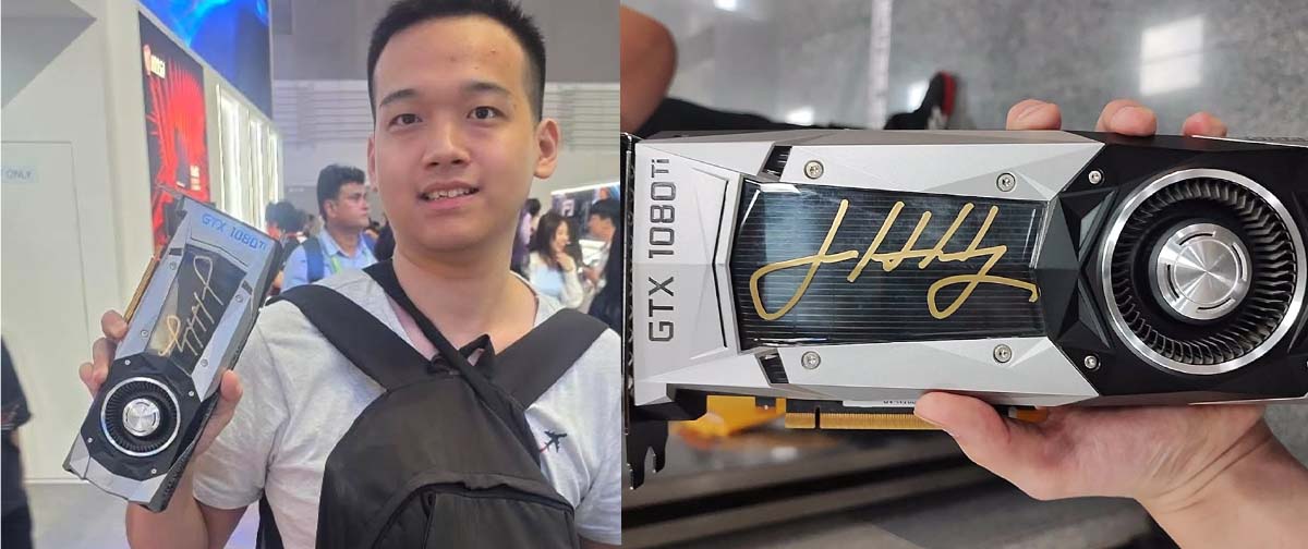 Homem consegue autógrafo do CEO da NVIDIA na GTX 1080 Ti e comemora: “consegui autografar o amor da minha vida”