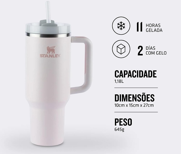 O Stanley Quencher de 1,18L está com 52% de desconto + cupom: mantém o gelo por até 2 dias 2 1 19