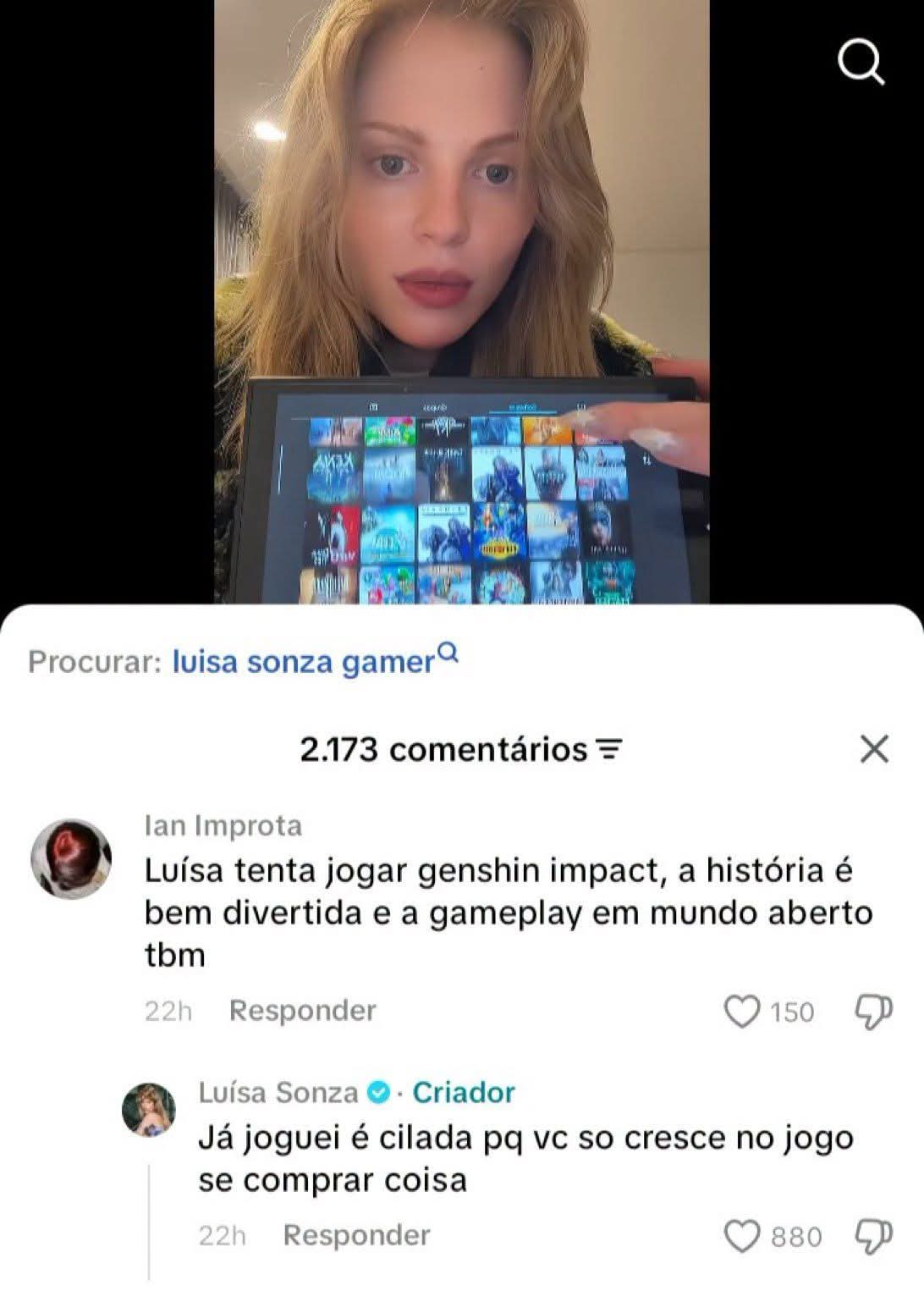 "É cilada", diz Luísa Sonza ao explicar por que desistiu de jogar Genshin Impact 1 FB IMG 1783967059643