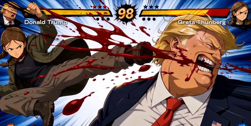 Usaram IA para transformar Trump e Greta em personagens de um jogo de luta, e o resultado mostra uma nova forma de visualizar games antes do desenvolvimento 2 trump 1