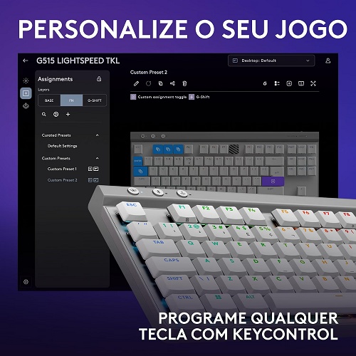 Logitech G515 LIGHTSPEED com 40% de desconto: teclado gamer mecânico sem fio ultrafino 4 2 7