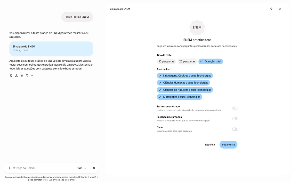Vai fazer o Enem? Gemini agora aplica simulados e mostra quais matérias você precisa revisar; veja como acessar 1 Enem 05 3.width 1200.format webp