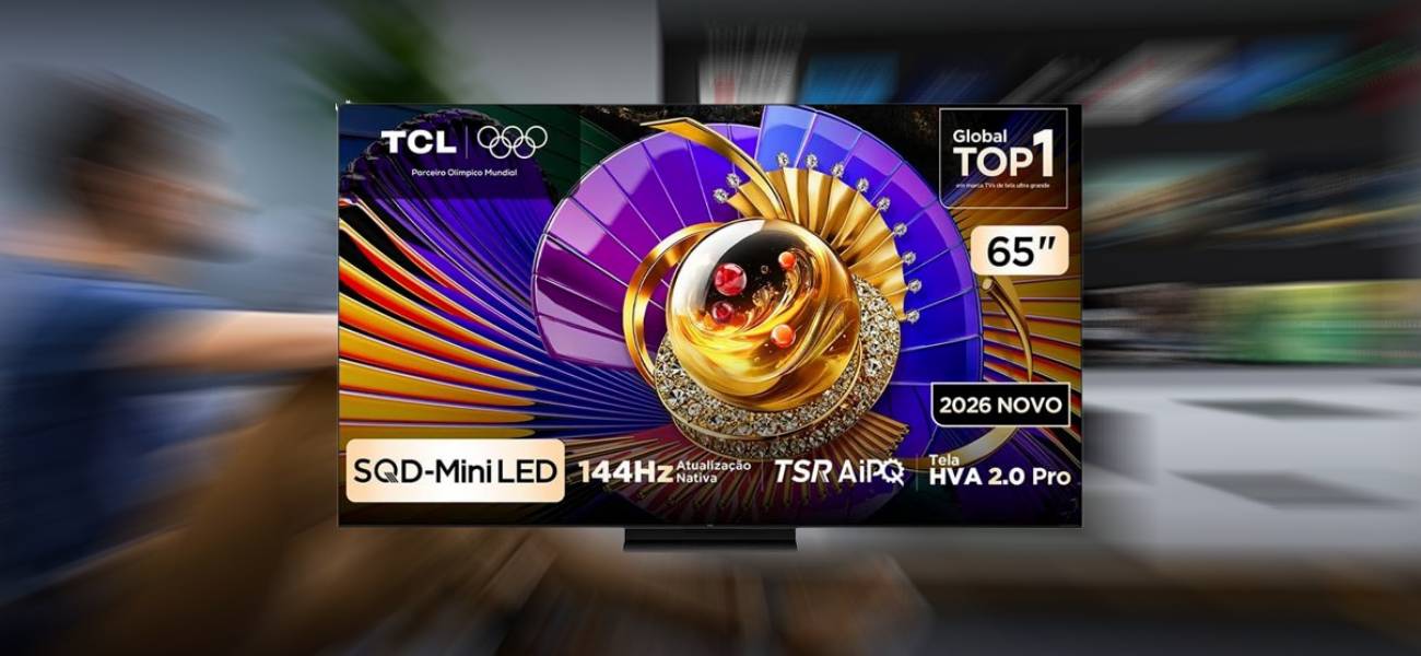 TV TCL 65” Mini LED 4K com 144 Hz entra em oferta com R$ 1 mil de desconto e recursos de sobra para PS5 e Xbox