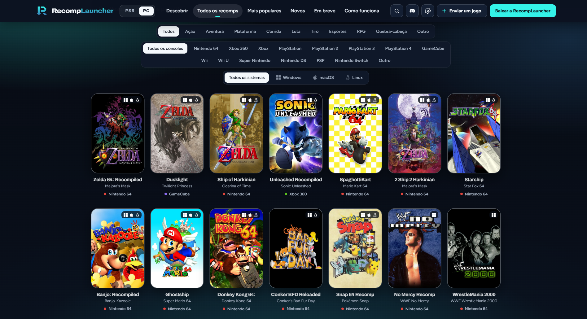 RecompLauncher promete facilitar o acesso a jogos clássicos dos consoles no PC