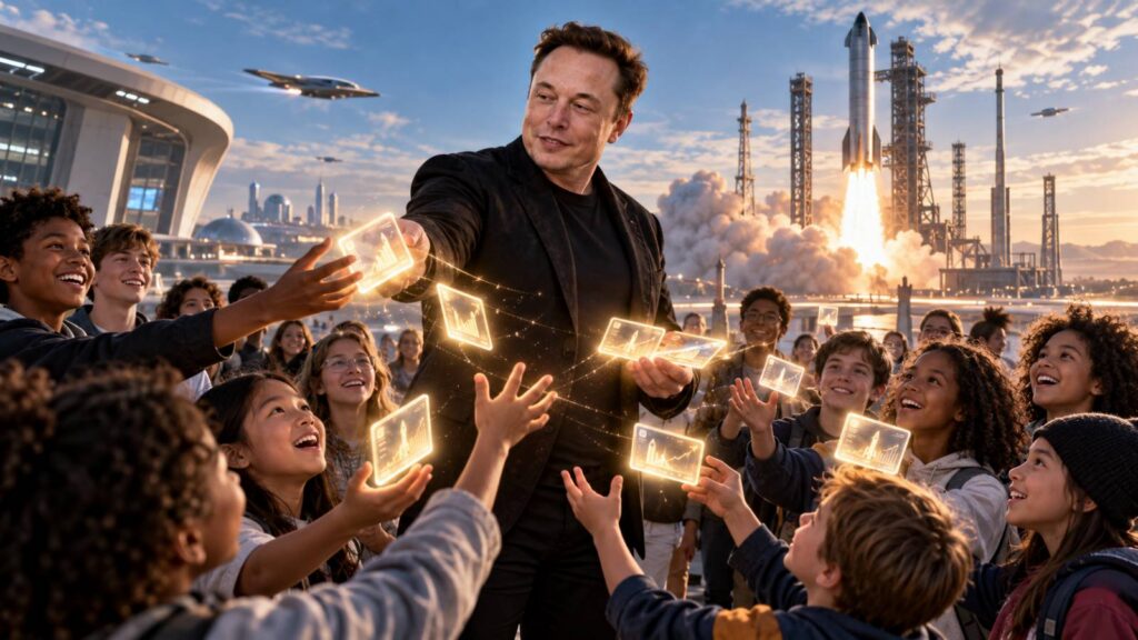 No Elon Elon Musk promete dar uma ação da SpaceX a cada criança dos EUA em 2027