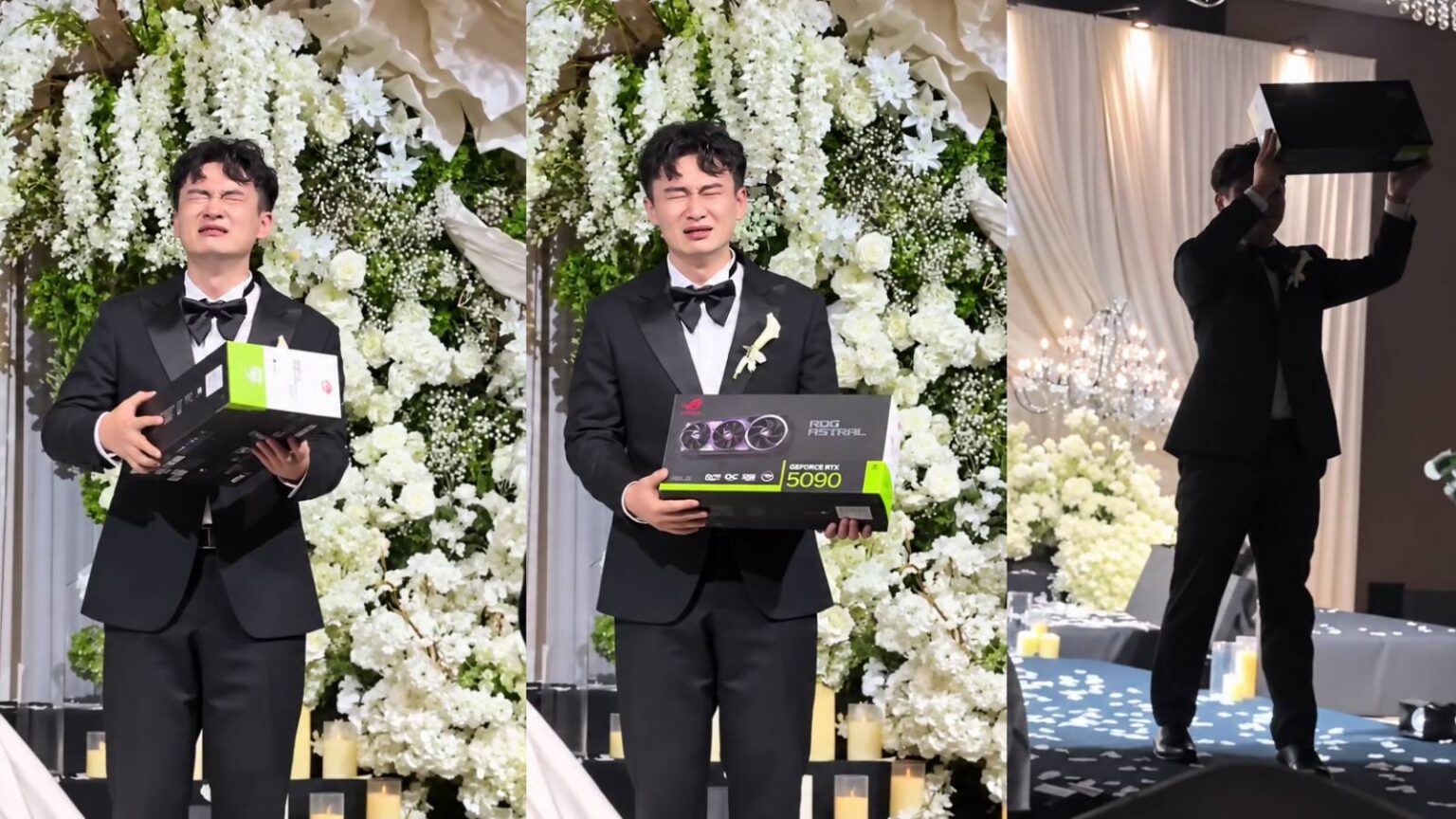 Noivo vai às lágrimas ao ganhar uma RTX 5090 de presente de casamento