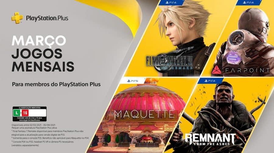 Final Fantasy 7 Remake estará de graça no PS Plus
