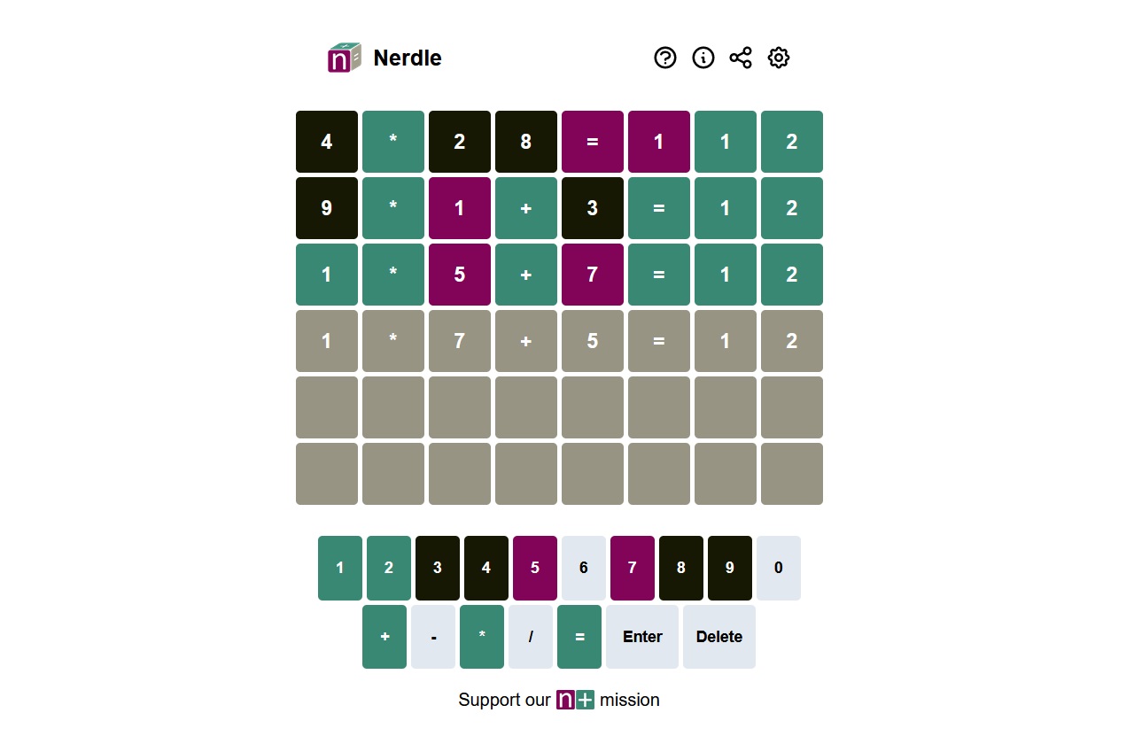 Nerdle: conheça a versão do Wordle com operações matemáticas