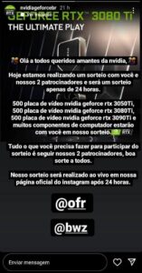 Instagram da NVIDIA Brasil é hackeado e faz sorteio falso de GPUs 1 Instagram da NVIDIA Brasil