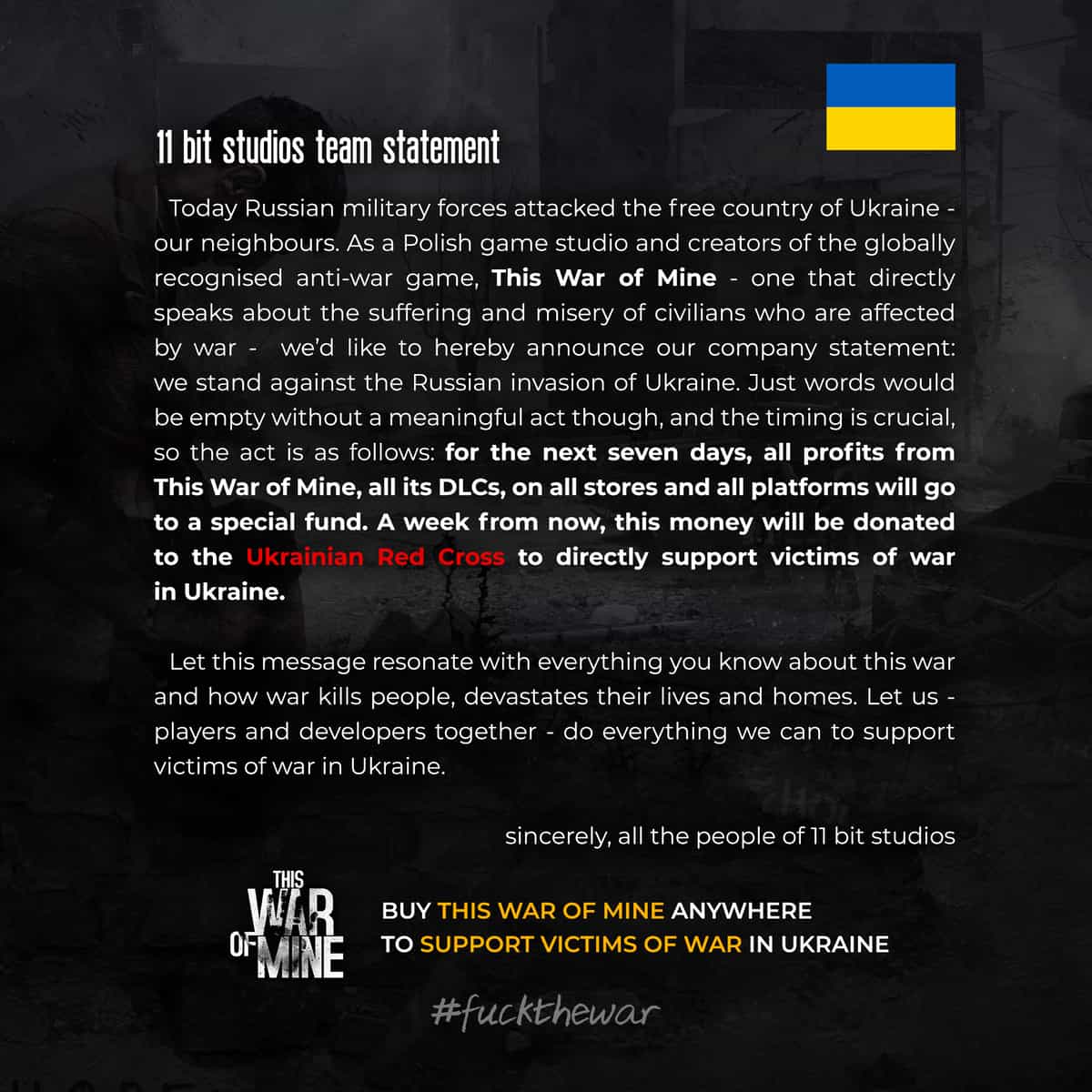 Estúdio de This War of Mine doará lucros de vendas do jogo para Ucrânia 1 This War of Mine