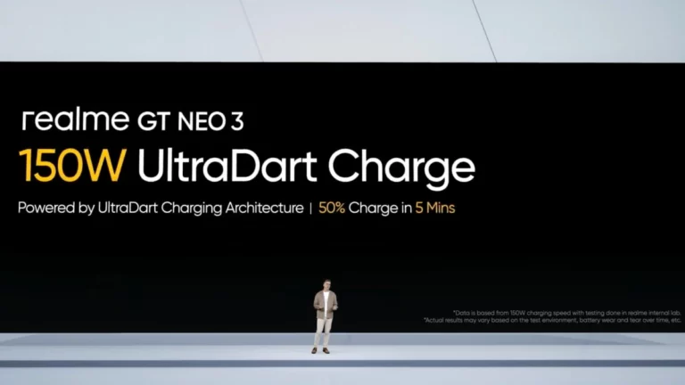 Realme GT Neo 3 será o primeiro smartphone com carregamento de 150W: de 0 a 50% em 5 minutos 1 Realme GT Neo 3 com carregamento rapido UltraDart de 150W