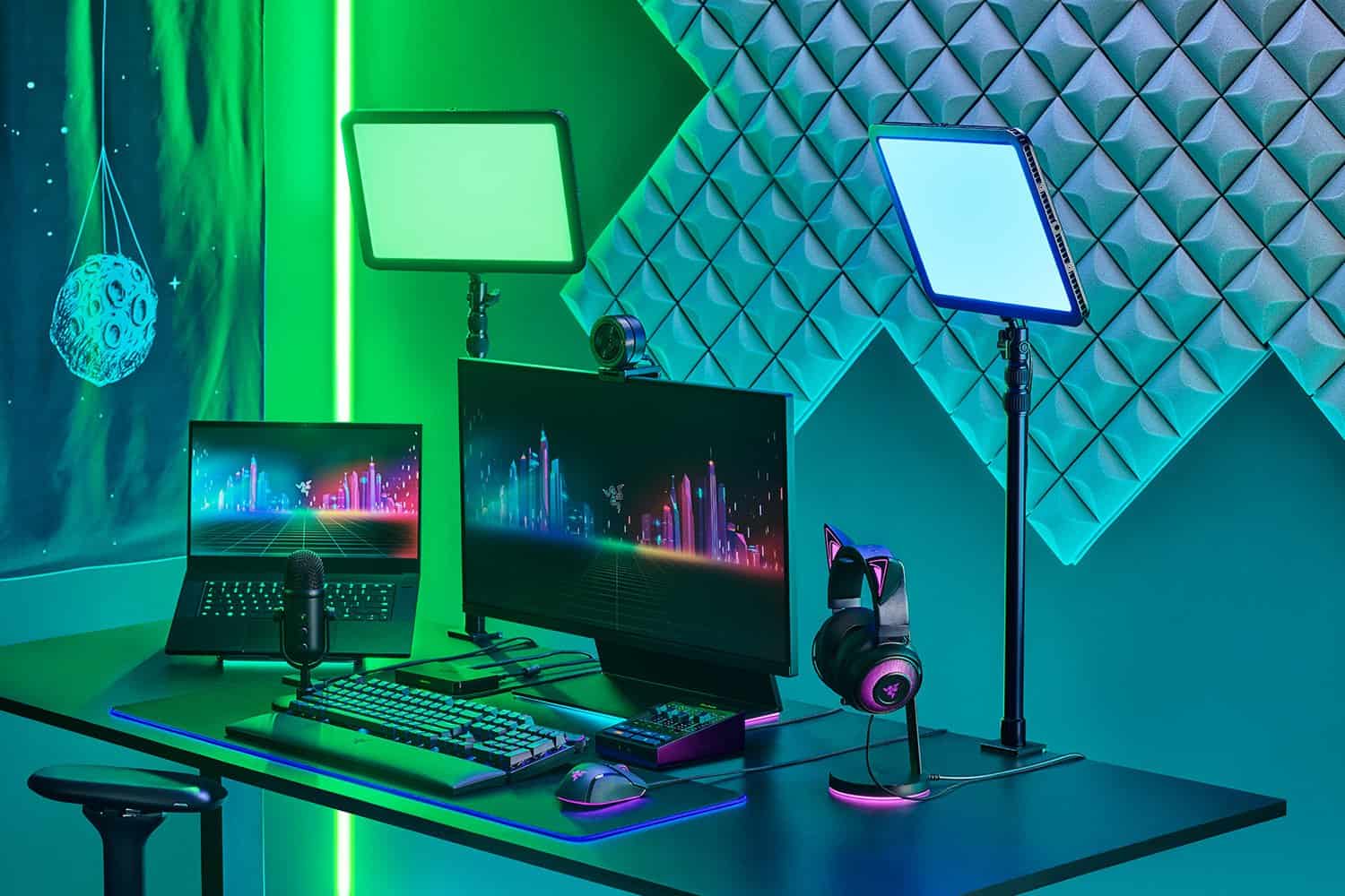 Razer anuncia microfone bluetooth, mixer de áudio e iluminação para streamers 3 Key Light Chroma razer