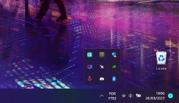 Windows 11: bandeja do sistema