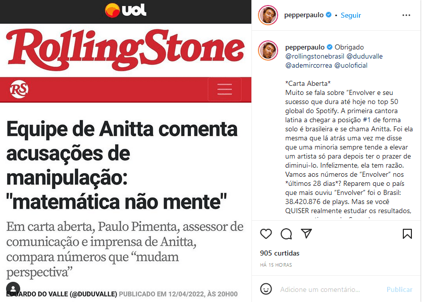 Anitta: Spotify pode analisar se recorde global foi manipulado por fãs da cantora 5 empresario anitta