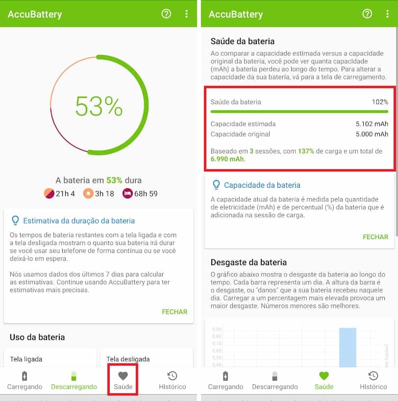 Como saber a vida útil da bateria do Android e no iOS 4 accubattery