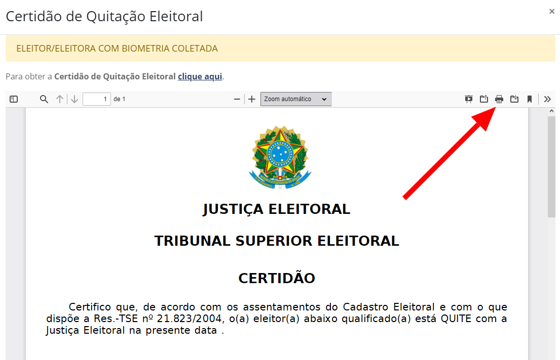 certidão de quitação eleitoral