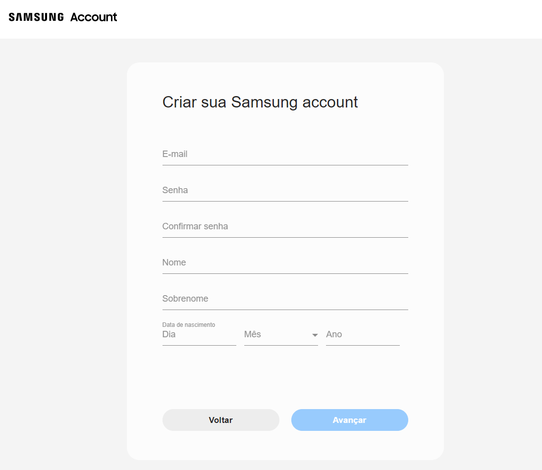 como criar uma conta Samsung 03