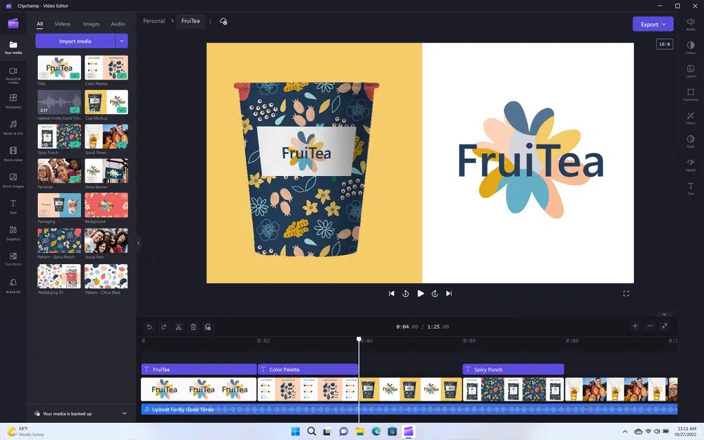 Editor de vídeo ClipChamp
