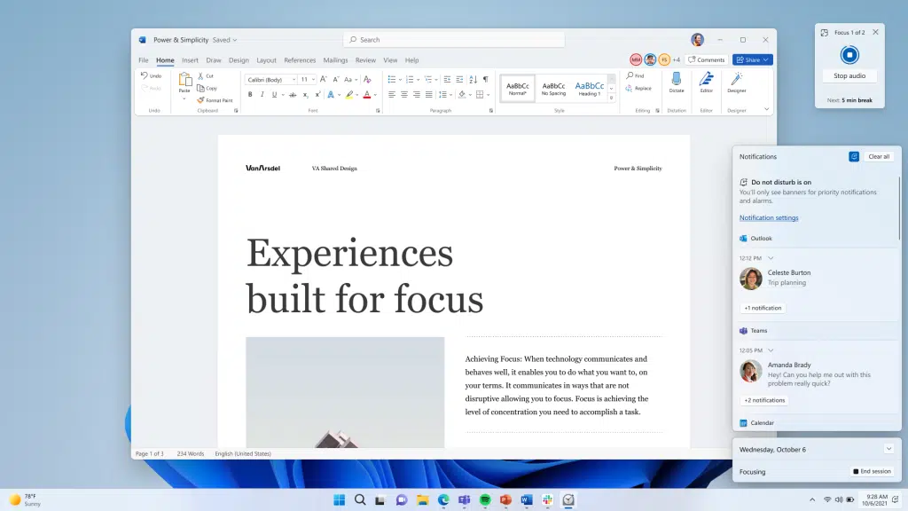 Sessão de Foco no Windows 11 2022 Update