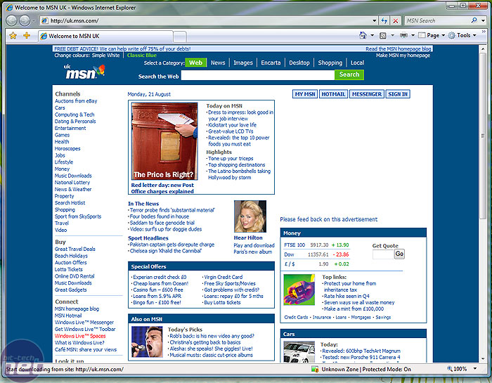 Visual do Internet Explorer 7