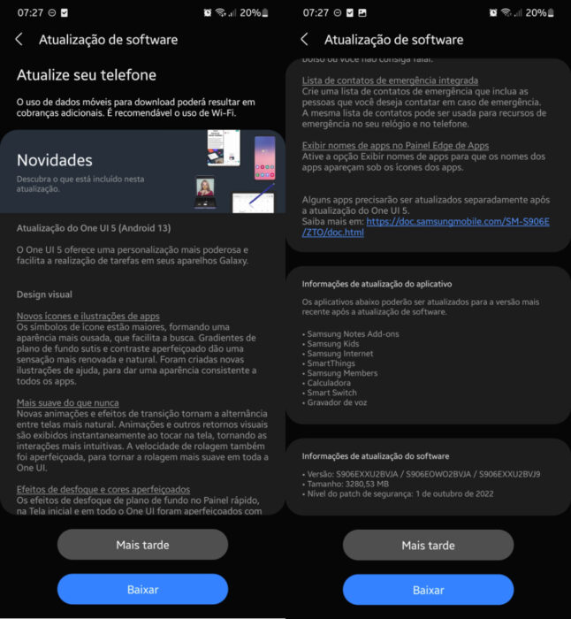 Atualização para o Galaxy S22