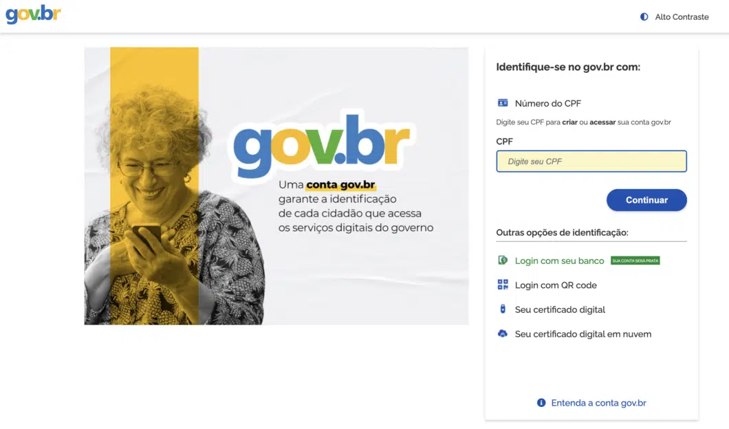 Tela de login do Gov.br