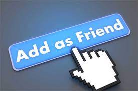 Botão azul com o texto "Add as Friend" e um cursor em forma de mão apontando para ele
