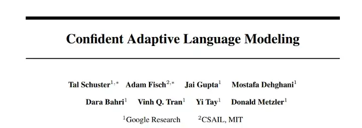 Página de artigo científico com o título "Confident Adaptive Language Modeling", autoria de pesquisadores do Google Research e do CSAIL/MIT